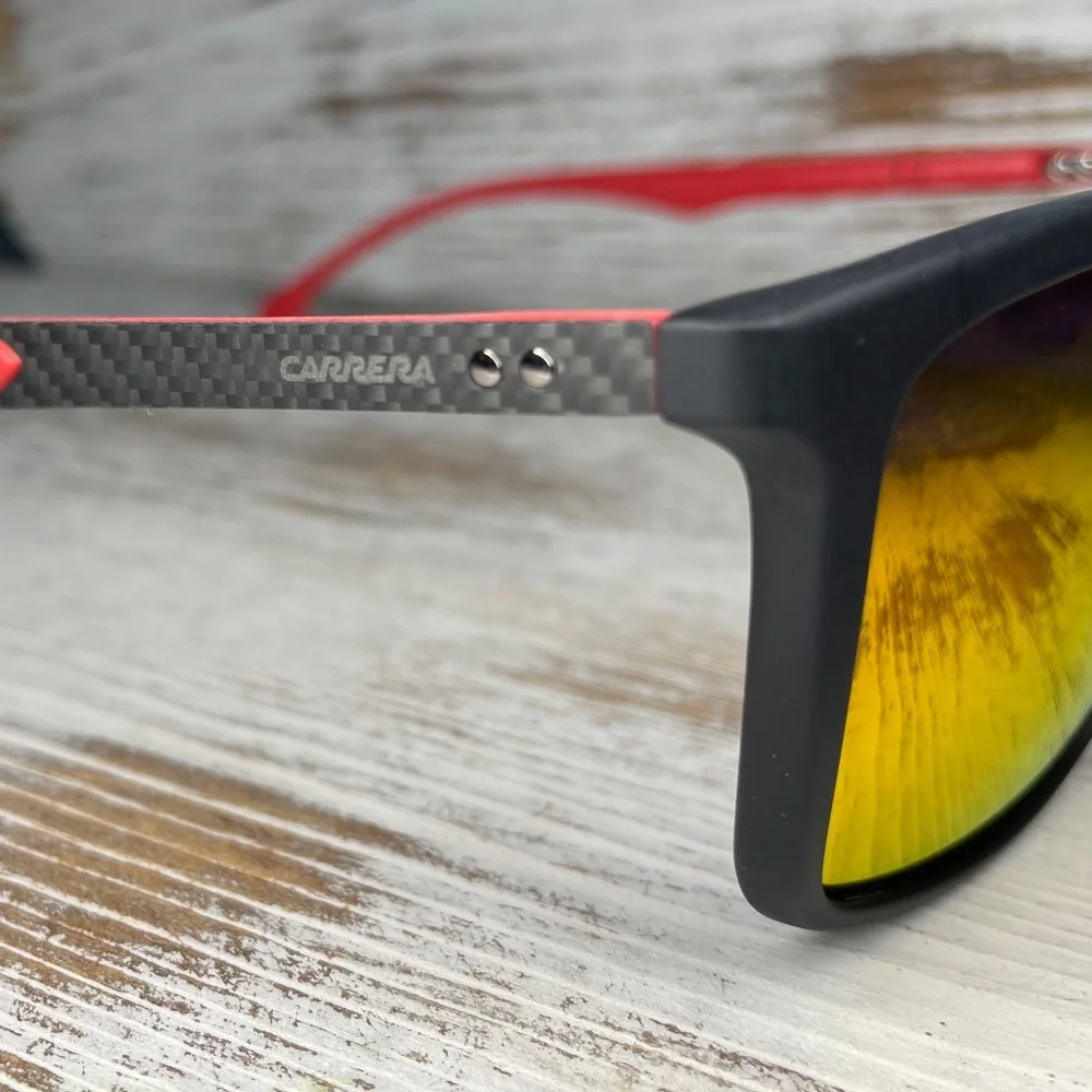 CARRERA Sunglasses Mirrored Square Lenses Carbon Fiber Unisex Mens Womens